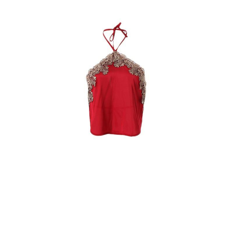 Belly pocket adult court plus size Han element private house New Year's red Chinese style pajamas women's three-piece set sexy women