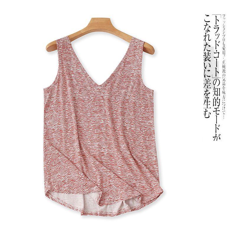 

Rayon plus Size Vest Summer New Foreign Trade Women s Clothing Minimalist Easiest for Match Loose V-neck Pullover Stretch Vest 27247 Red Zebra B- 13-9-2 10#