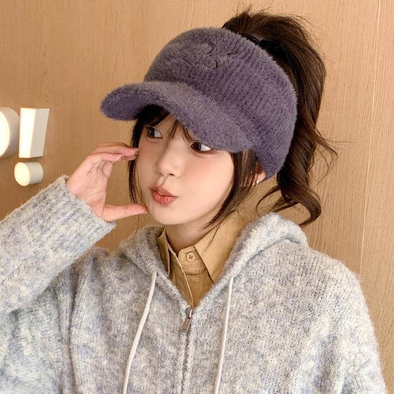 Hut weibliche einfarbig vielseitig bestickt gestrickte Wollmütze Winter warme Ohrenschützer Kappe dick