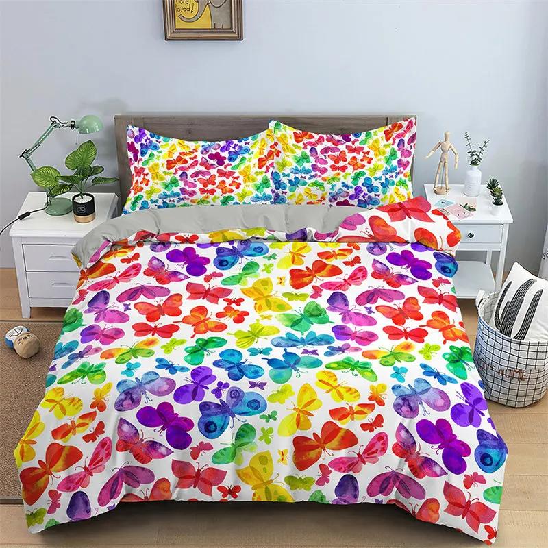 Geometric Duvet Cover King Queen Full Twin Rainbow Hexagon Bedding Set Microfiber Abstract Art Quilt Cover For Kids Girls Teens