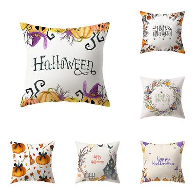 Letter Print Halloween Theme Throw Pillow Cover Pumpkin Witch Throw Pillow Cover Sofa Chair Bed Cushion Cover Home Decor
