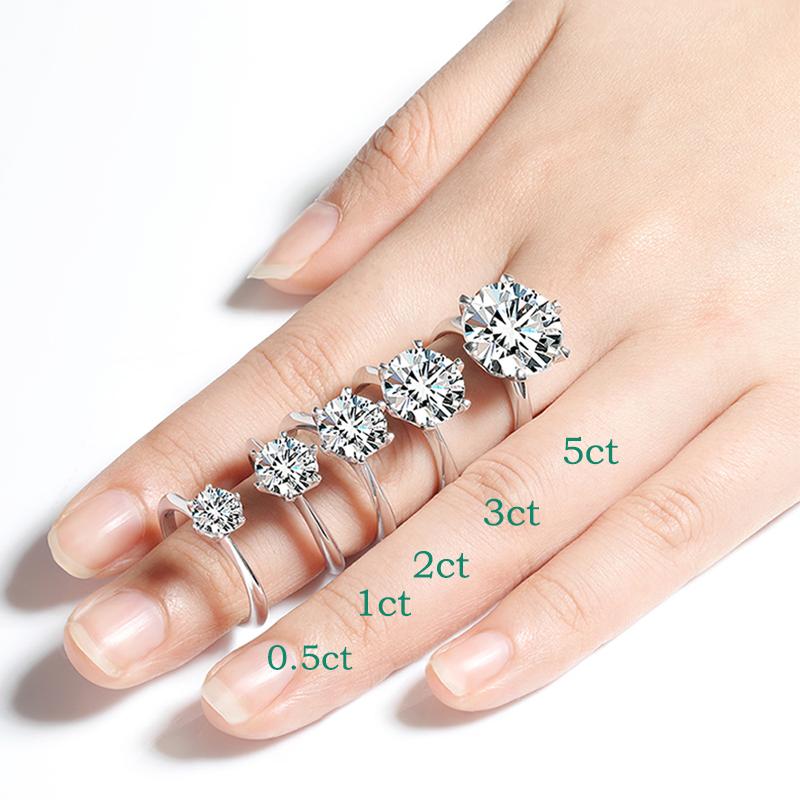 Smyoue 0.5-5CT Certified Moissanite Solitaire Ring for Women D Vvs1 Sparkling Wedding 925  Silver Lab Diamond Band GRA