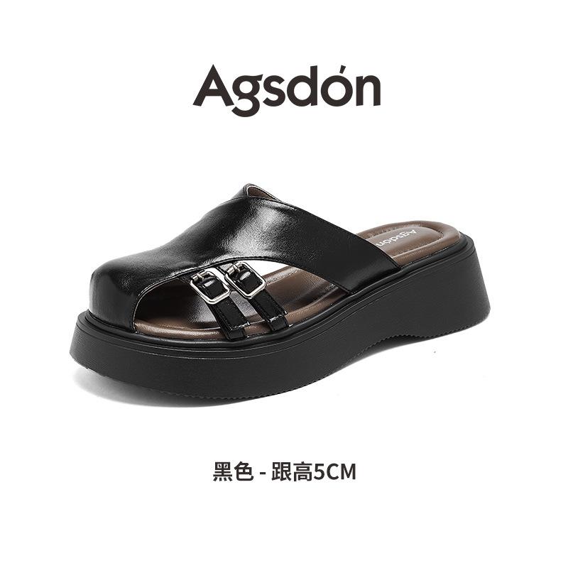 Augustine Bag Head Half Slippers Women's 2025 New Summer Thick-soled Roman Cool Slippers One Pedal Outside Slippers