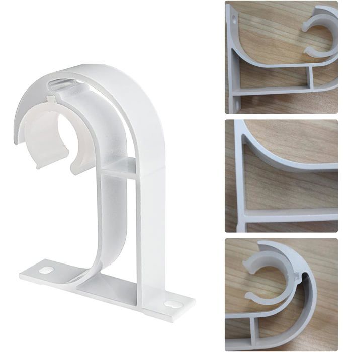 AIMOONSA Support plafond pour tringle à rideau 26–32 mm en aluminium blanc, lot de 4