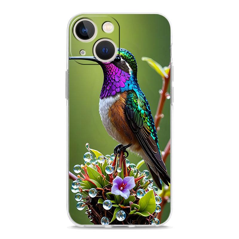 Phone Case For iPhone 16 Cases iPhone 15 12 13 14 16 Pro Max X XR XS Max 15 Plus 16Pro iPhone11 Clear Soft Cover Hummingbird