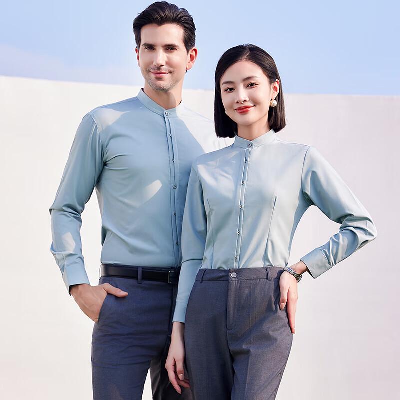 Taluoman Unisex New Chinese Style Anti-Wrinkle Mandarin Collar Shirt 2XL