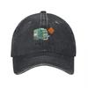 Truck Luck Vintage Washed Cotton Baseball Cap with Green Truck Patch and Orange Label Design for Casual Streetwear Style