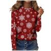 Christmas Snowflake Tree Long-sleeve T-shirt, Fashionable Casual Crew Neck Women's Wear, Comfortable and Slim-fitting Women's Top.