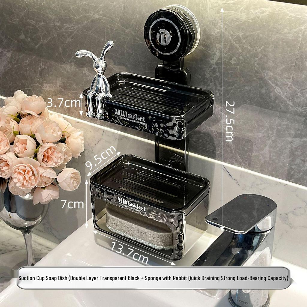 High-End Wall-Mounted Soap Dish with Strong Suction and Drainage