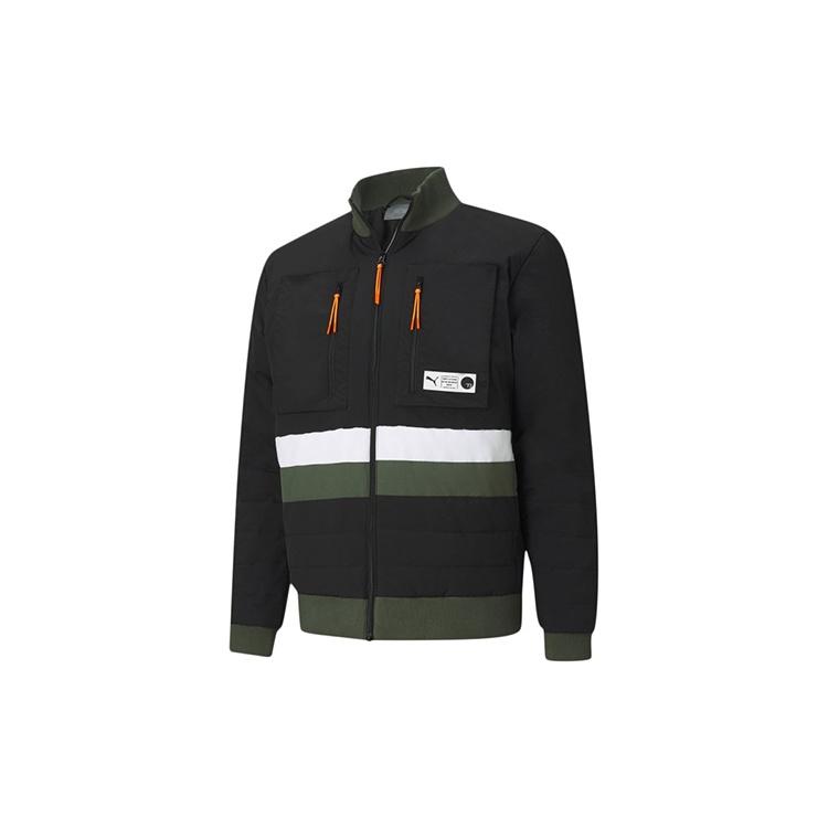 PUMA Parquet Quilted Puffer Basketball Winter Jacket  Black Green  Men s 599940-02 XL