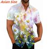 Colorful Flower Clusters Pattern Lapel Shirt For Men Plants 3D Printed Hawaiian Shirts Fashion Short Sleeve Tops Harajuku Blouse