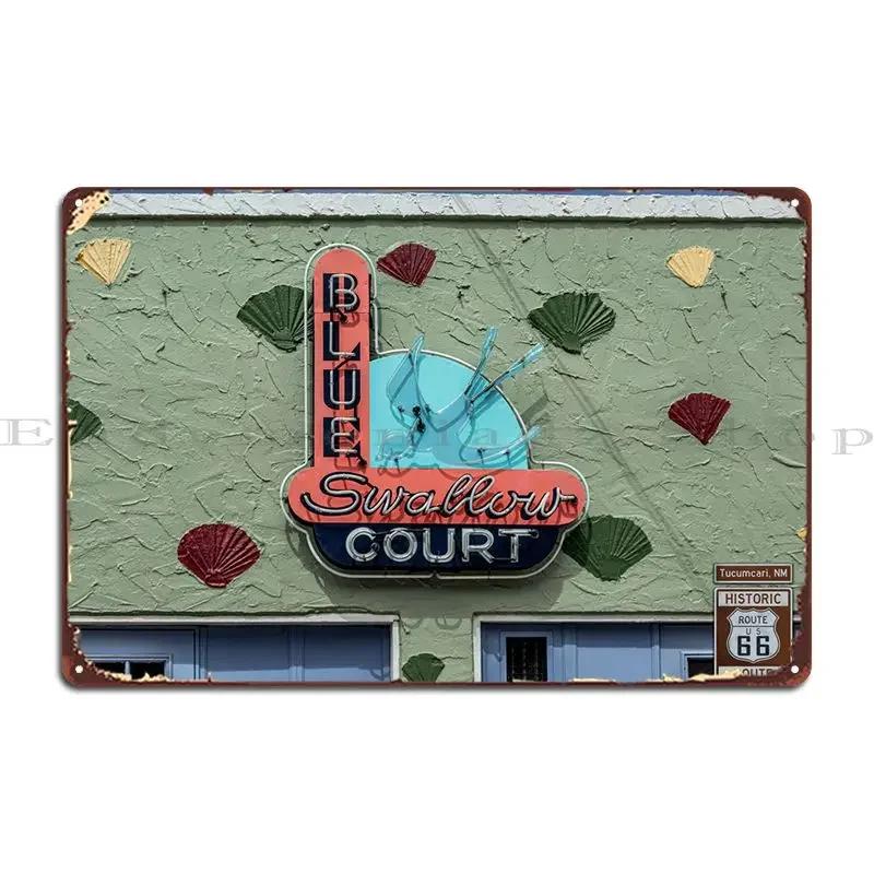 Blue Swallow Court Route Metal Sign Club Plaques Wall Decor Printed Pub Tin Sign Poster 20x30cm（7.8x11.8inch）