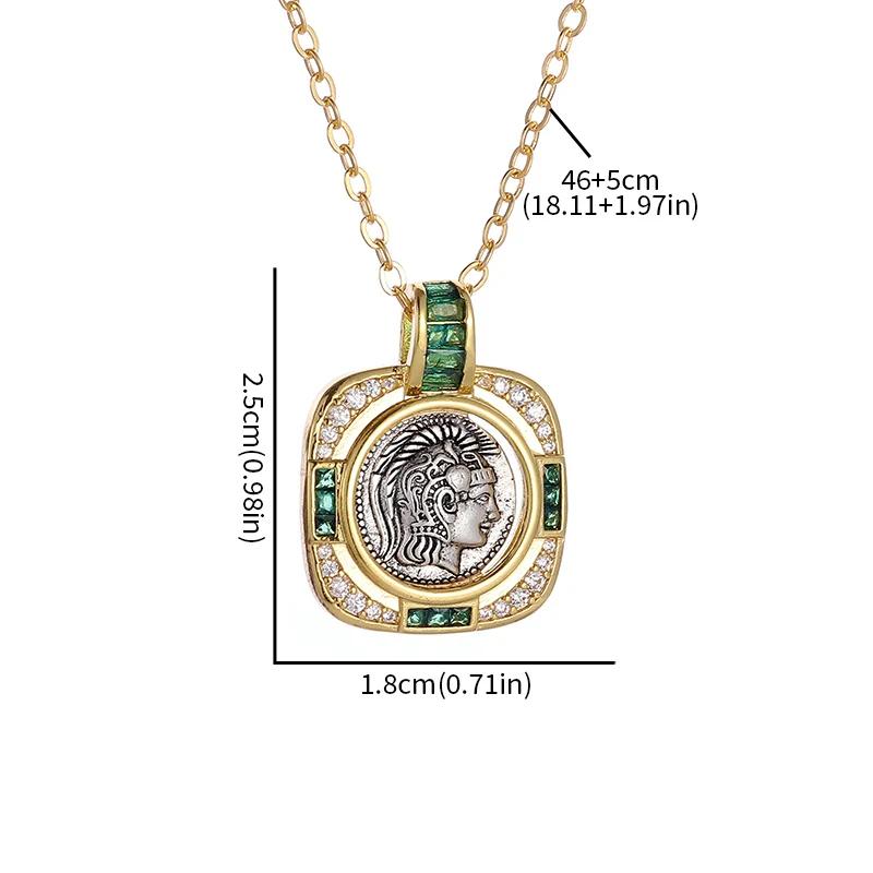 Nádherný náhrdelník s přívěskem starožitné mince s Athéninou sovou a smaragdem pro ženy, šperk pro narozeninovou oslavu, vysoce módní dárek
