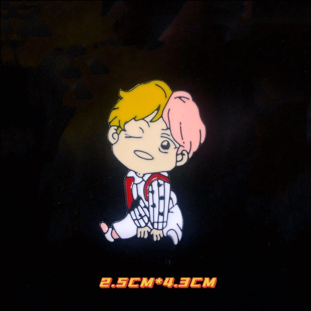 BTS Cute Cartoon Pins, Bangtan Boys Cartoon Character Metal Brooches, Kpop ARMY Fans Lapel Badges for Backpack & Clothing