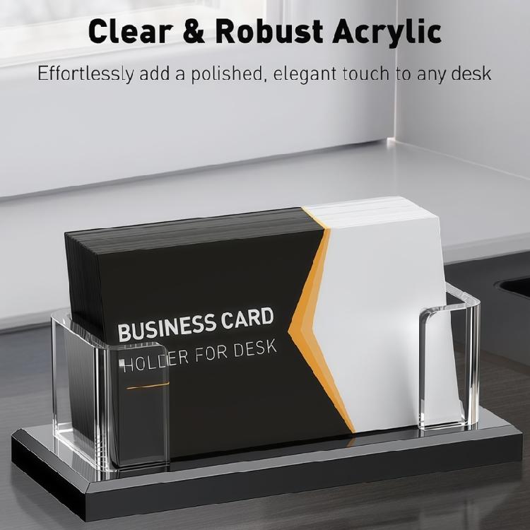 Clear Acrylic Business Card Stand Large Compartment Name Card Organiser Container For Efficient Business Card Management