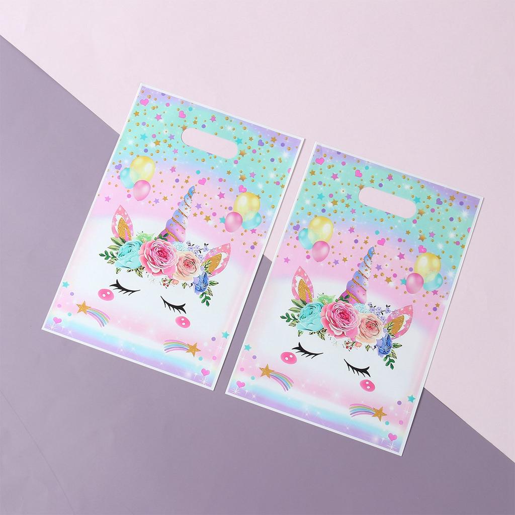 Regenbogen Einhorn Geburtstagsgeschenktüte Plastik Süßigkeitentüte Happy Birthday Partydeko Kindergeburtstagsparty Gastgeschenke Babyshower