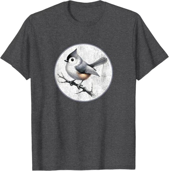 

Colorful Retro Tufted Titmouse Design by Bird Fan T-Shirt *NEW* 10 Colors! 3XL
