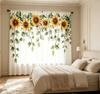 2PCS Digital Printed Curtains, Sunflower Leaf Vibrant Floral Botanical, Rod Pocket Window Drapes for Living Room Bedroom Decor