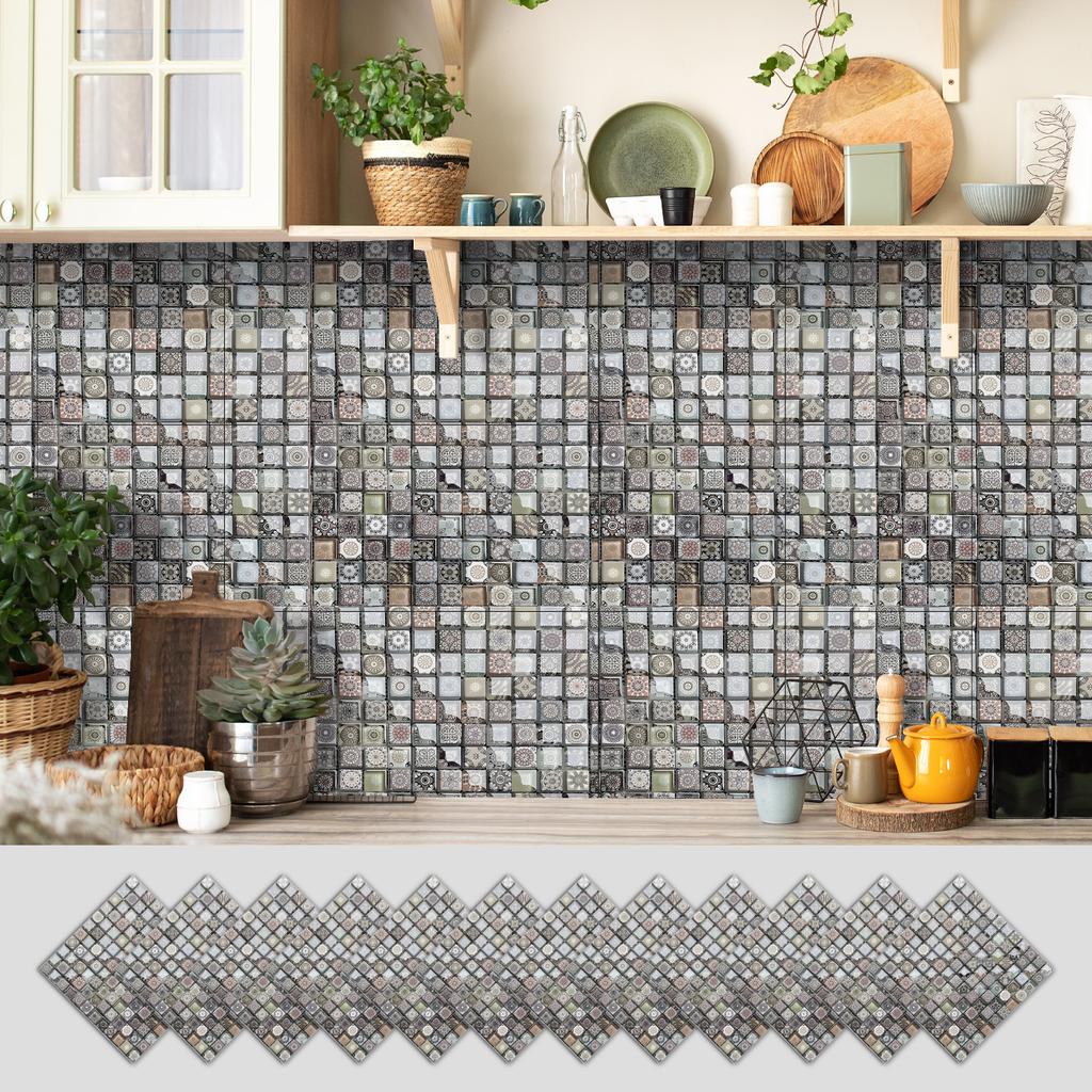 12 Self-adhesive Kitchen Waterproof and Oil-proof Wall Stickers, Bathroom Wall Decoration Renovation, Beautification Strong Wallpaper Stickers