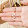 Exquisite Cross Pendant Necklace, Available in Two Colors (silver/rose Gold) with Synthetic Zircon Accents, Simple Jewelry, Daily Wear, Gift Giving