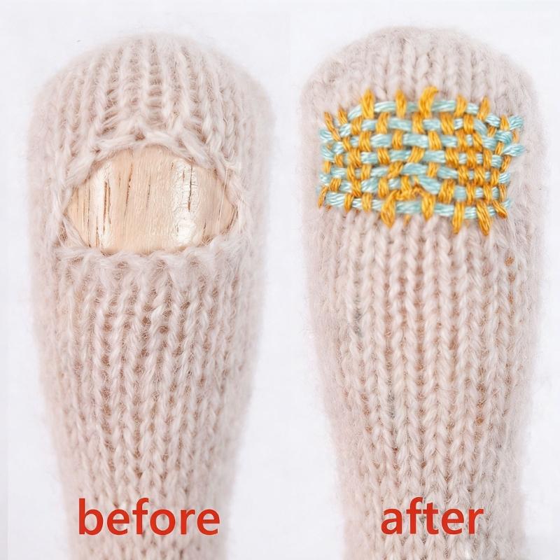 Wooden Repair Set with Darning Stick for Easy Mending of Gloves Socks and Knitting Fabrics