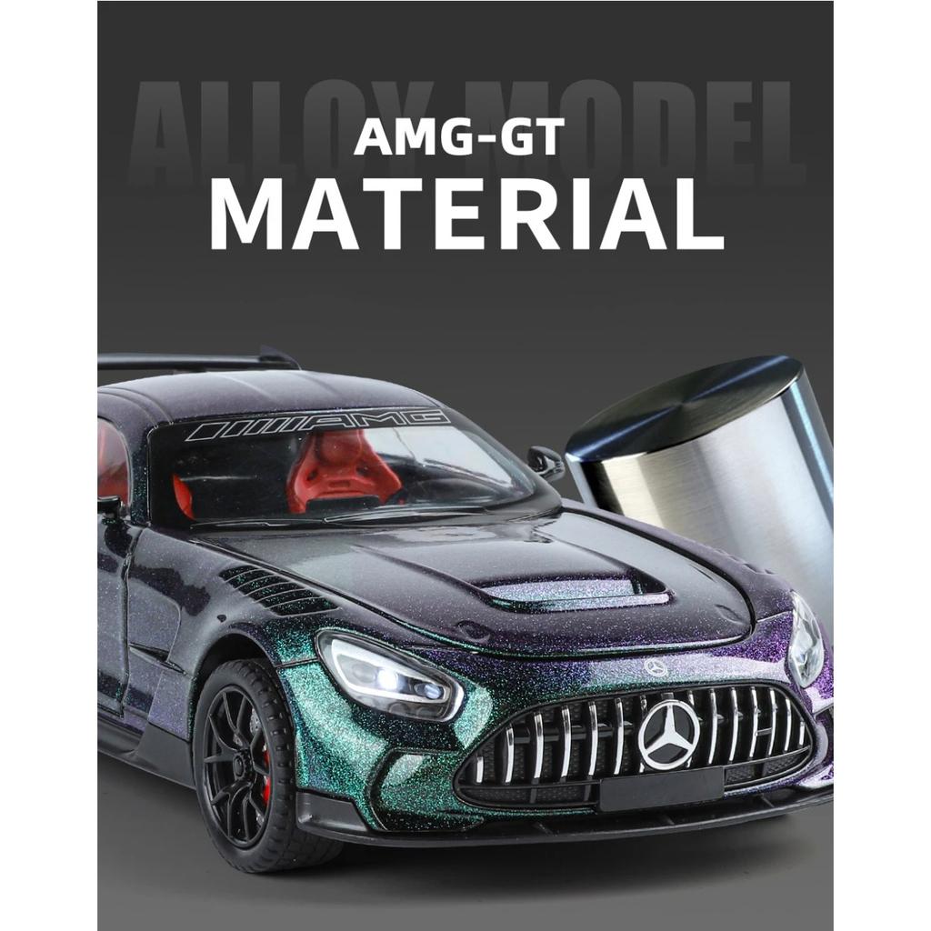 1/24 Mercedes Benzs AMG GT Alloy Miniature Car Diecast Metal Scale Car Model Sound and Light Collection Children Toy Vehicles Gifts