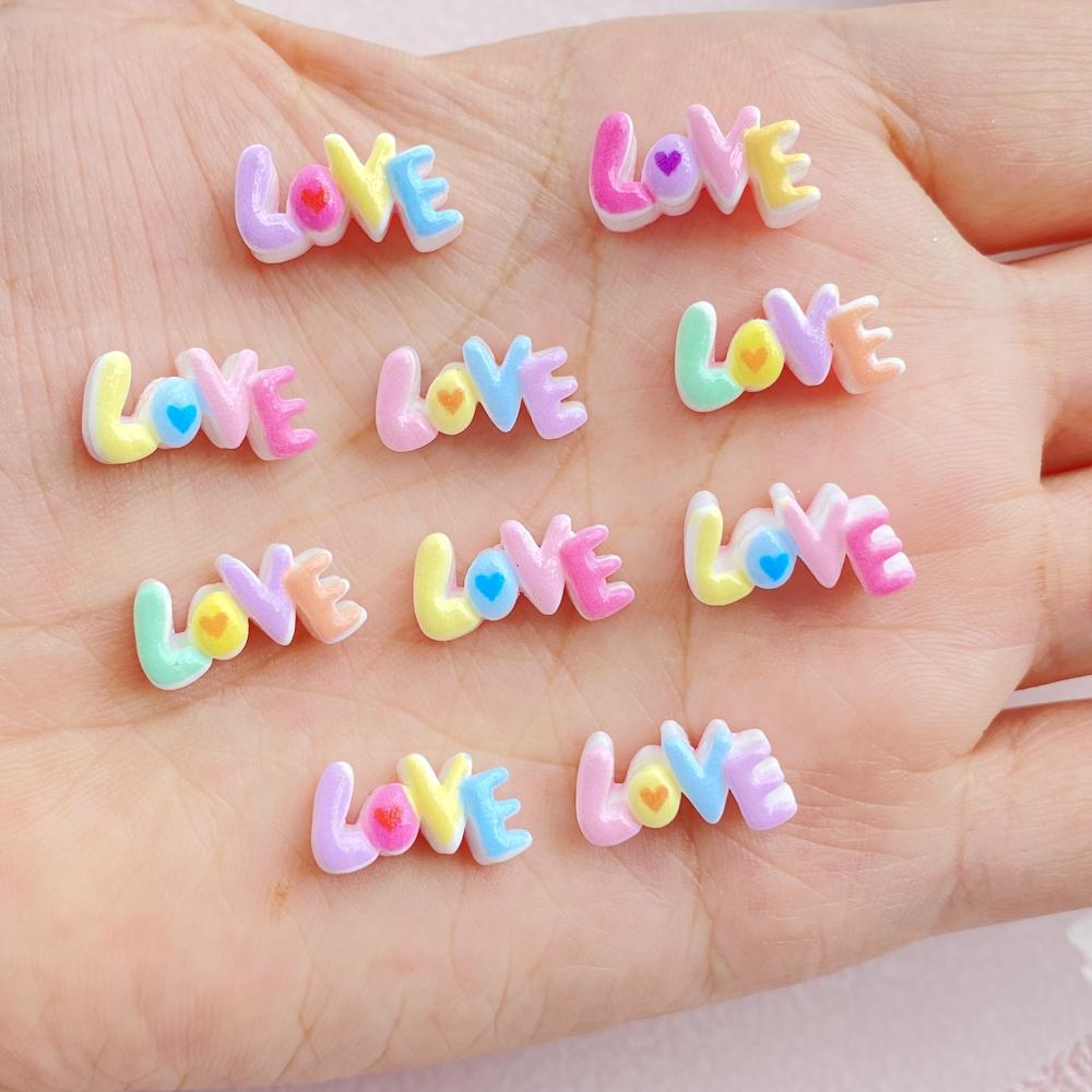 

30Pcs New Cute Resin Small Letter Love Flat Back Ornament Jewelry Making Manicure Hairwear Accessories