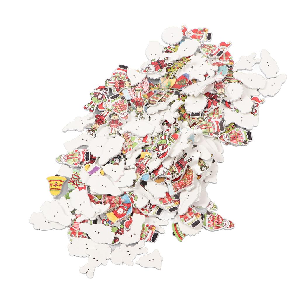 Christmas Wooden Buttons Mixed Styles Decorative Assorted Christmas Buttons for Craft Sewing Knitting B Set White Back