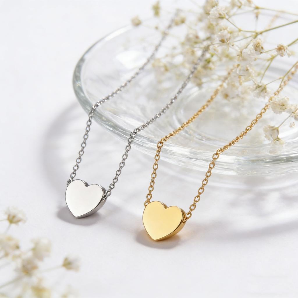 Fashion Peach Heart Pendant Necklace Round Heart Pendant Necklace Stainless Steel Simple Jewelry Women's Party Lover Gift