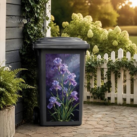 Outdoor Storage Box Decorative Decals Floral Trash Can Stickers, Waterproof Self?Adhesive Bin Decals, Vintage Flower Pattern Decor Home Garden