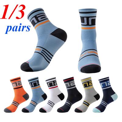 1/3 paia di calzini da ciclismo da uomo a compressione a tubo medio, per sport all'aria aperta, maratona, corsa, ciclismo, fitness