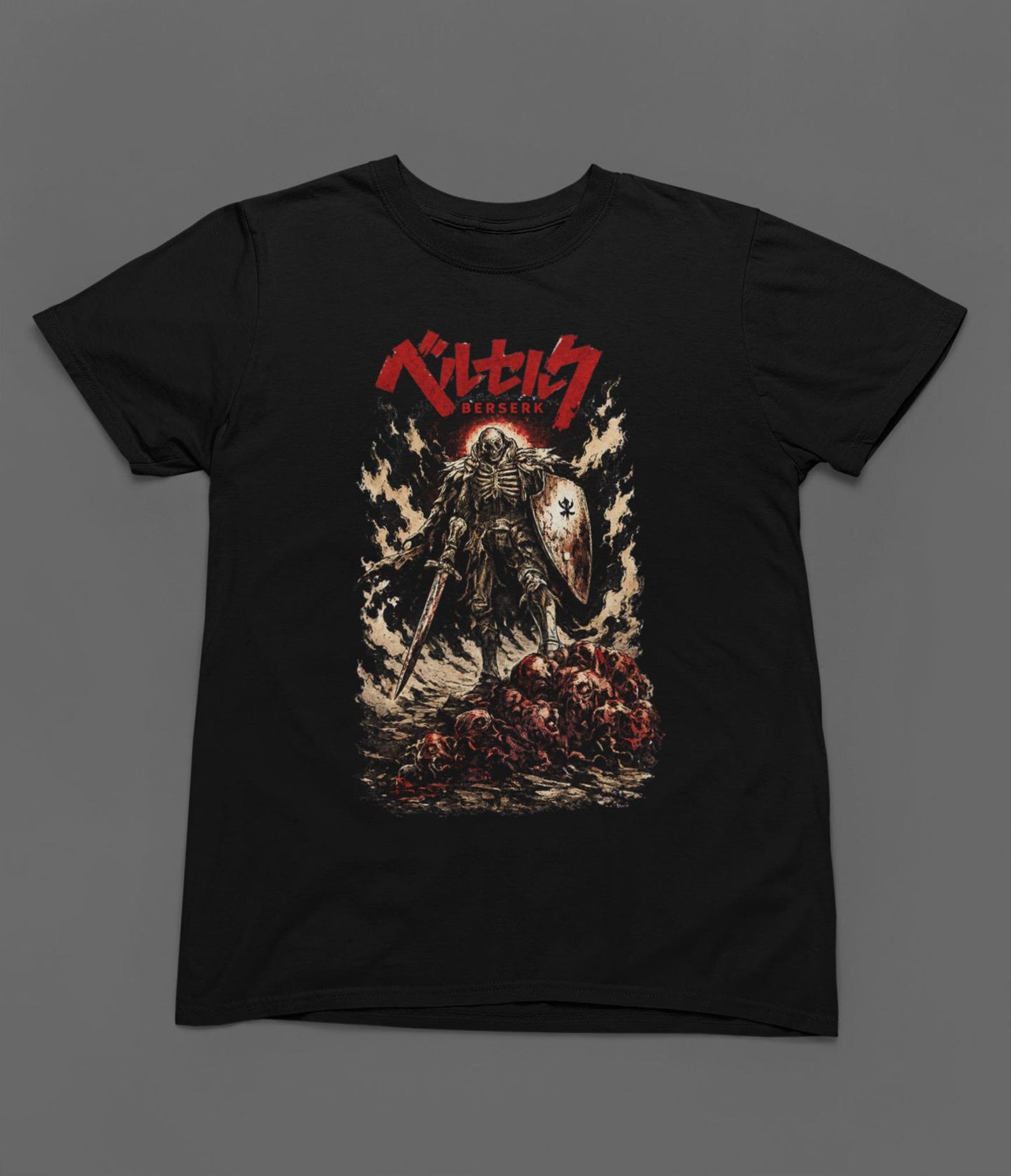 Anime Manga Shirt, Anime Vintage Special T-shirt Unisex, Anime Shirt, Black Swordsman, Skull Knight, Graphic Anime Tee, Manga Shirt, Japan 4XL