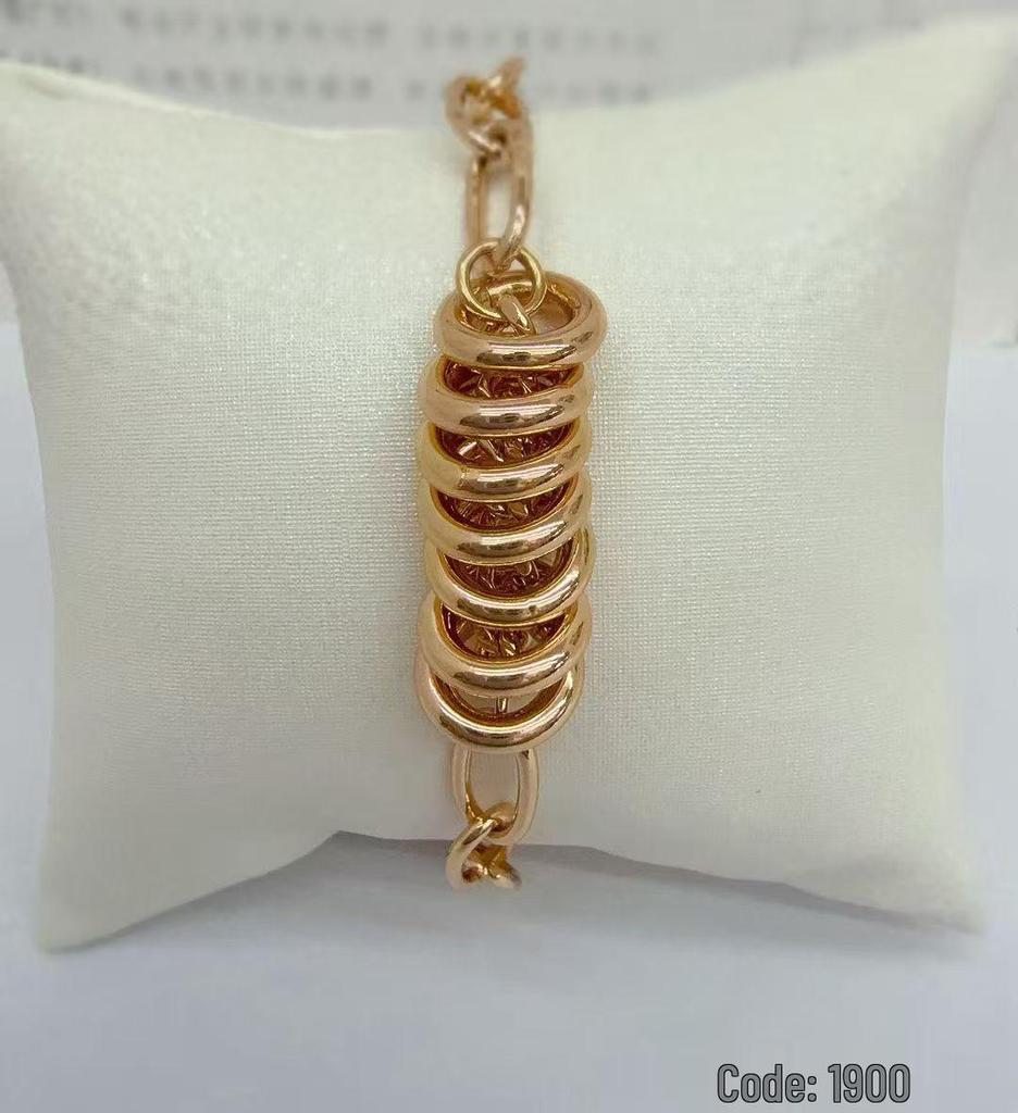 Zircon Copper-Plated Champagne Gold Bracelet with Purple Gold Accents