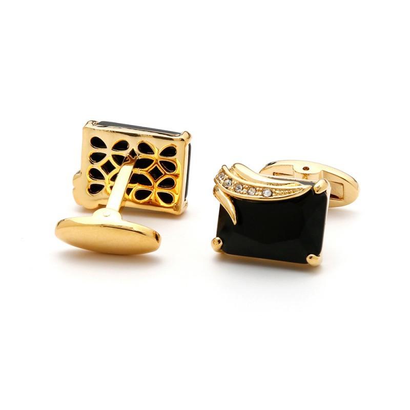 Black Crystal Jewelry Retro Light Luxury Angel Wings Gold Rectangular Men s Cufflinks copper