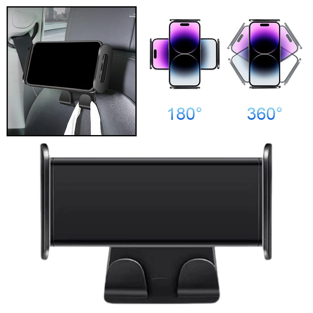 Headrest Hook For Car Seat Back With Clip Tablet Holder Phone Stand for Tesla Y 2026 For Purses Handbag Grocery Bag Z0L1