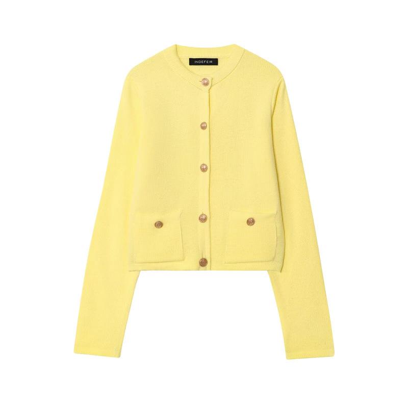2025 Autumn/Winter New Arrival European & American Style Round Neck Long Sleeve Knit Cardigan