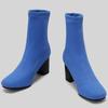 Green Women's Ankle Boots 2025 Autumn Winter Block Heels Short Socks Boot Black Pink Blue Party Shoes Female Large Size 48