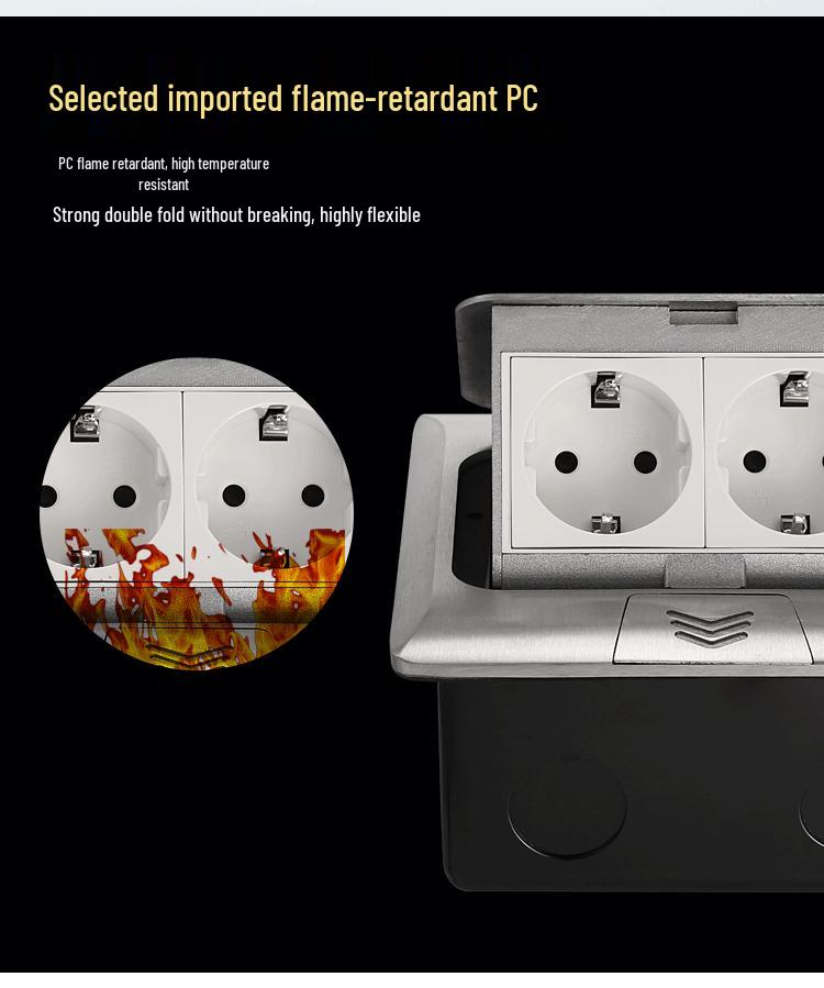 Type 45 Multi-functional Recessed Pop-up Floor Socket with RJ45 and USB, UK and EU Compatible