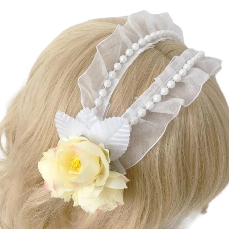 Cute Hair Accessory Hairband Lace Flower Hairpieces Hairpieces Elegant Cosplay Headbands for Parties and Weddings