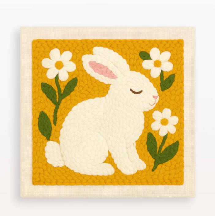 DIY Punch Needle Kits for Beginners Golden Bunny Punch Stitching Kit with Frame Embroidery Sewing Craft Set Perfect Gift