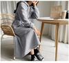 Korean Style Plus Size Hooded Sweatshirt Dress - Solid Color, Slimming Waist, Autumn/Winter Wear for Women