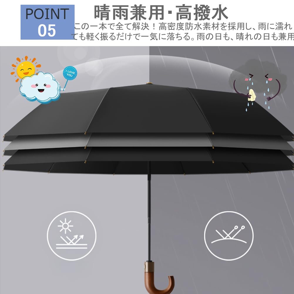 MTKCNTL Folding Large Fully Automatic Opening and Large Lightweight 10 Suitable for Sunny and Rainy UV and with Storage Cover [Sturdy 10-Rib Umbrella,