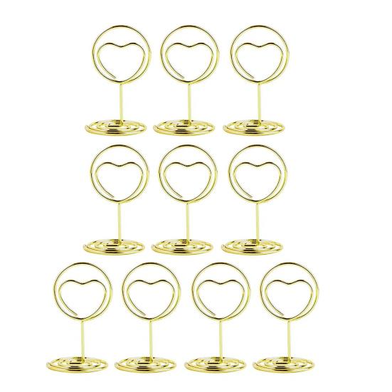 10Pcs Love Heart Table Number Holder Place Card Photo Picture Clip Memo Note Card Stand Wedding Anniversary Birthday Party Centerpieces