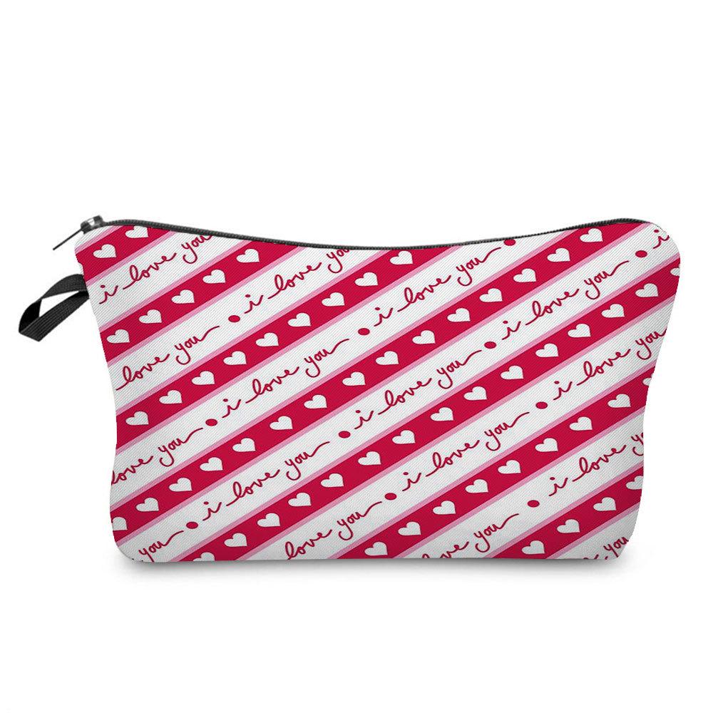 Women Hearts Print Cosmetic Bag Toiletries Organize Travel Storage Case KTB