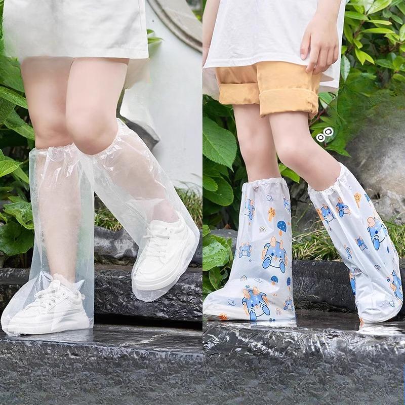 Disposable Rain Shoe CoversHigh-top Thickened Anti-slip and Wear-resistant Children's Rain Shoe Covers Waterproof for Rainy Days