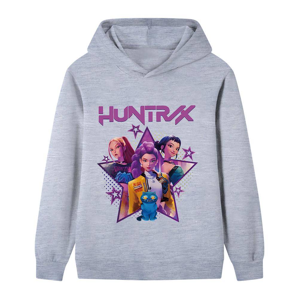 

B1220 Kids Boys Girls Kpop Rumi Zoey Mira Print Long Sleeves Hoodie 170cm сірий