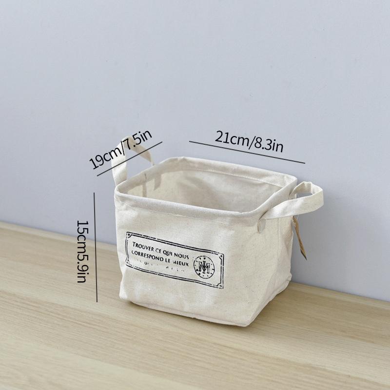 Simple Linen Storage Basket Cotton Linen Laundry Basket Foldable Desktop Sundries Organizer Closet Clothes Underwear Storage Box