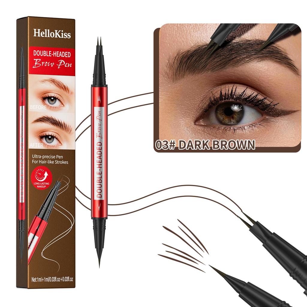 Binary Eyebrow Pencil, Waterproof, Sweat-Proof And Non-Smudging Double-Headed Liquid Wild Eyebrow Pencil