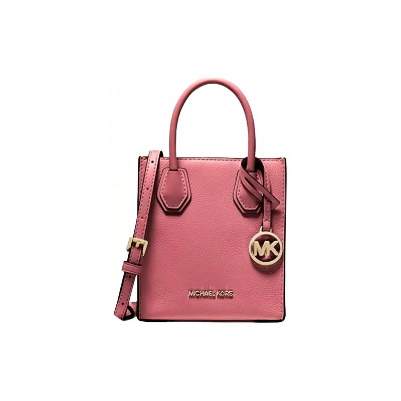 Michael Kors Mercer Letter Logo Pebbled Pendant Retro Leather Tote Bag Tote Bag Shopping Bag Portable Shoulder Crossbody Bag Mini Women's Pink