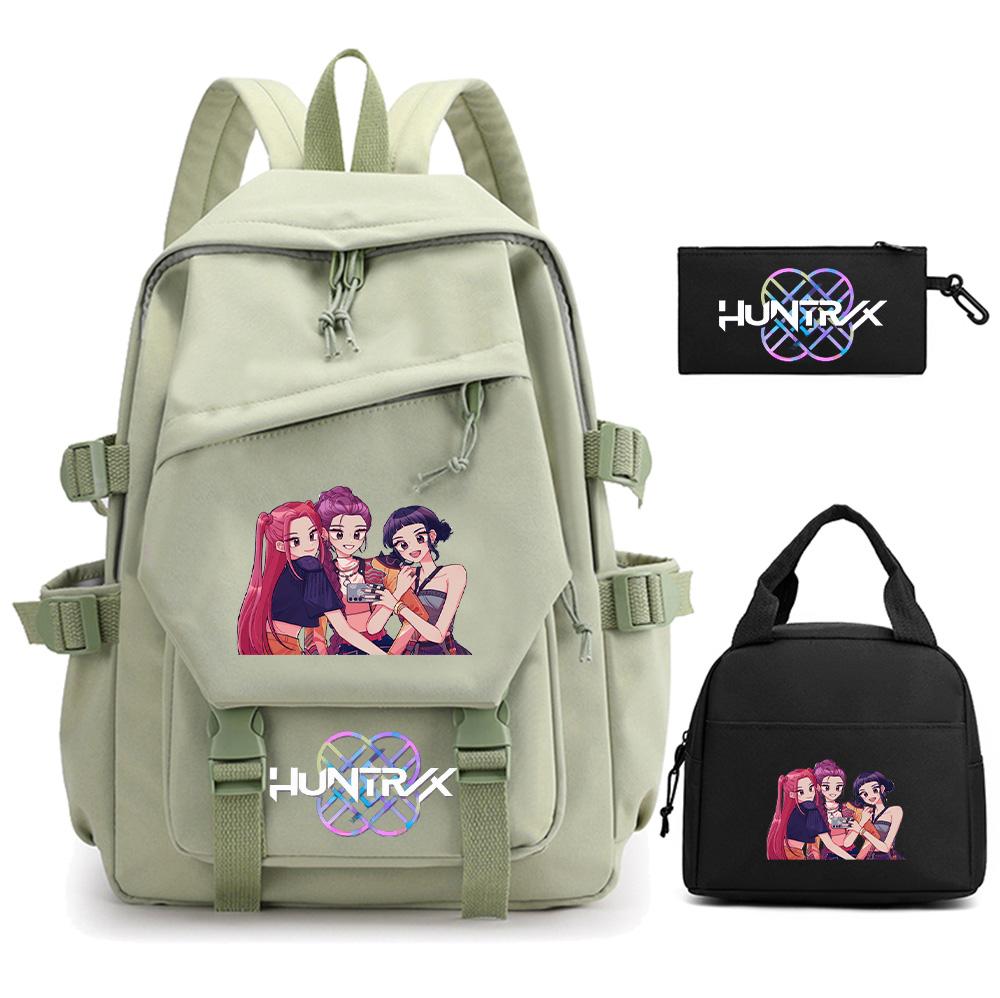 3Pcs/set K-pop Demon Hunters Printed Backpack for Teenger Boy Girl Large Capacity Schoolbag Children Student Bookbag Women Waterproof Travel Bag